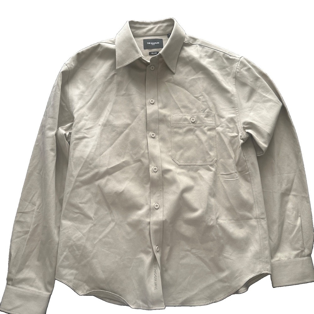 The Kooples men's Beige button down long Sleeve Slim Shirt Size EU Small Relaxed